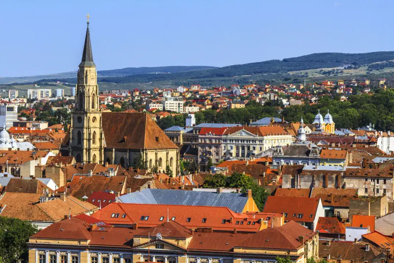 Rooftops in the city of cluj napoca romania